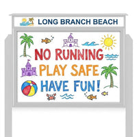 36 x 48 Viewable Area Magnetic White Dry Erase Board Outdoor Message Center with Posts + Personalized Header
