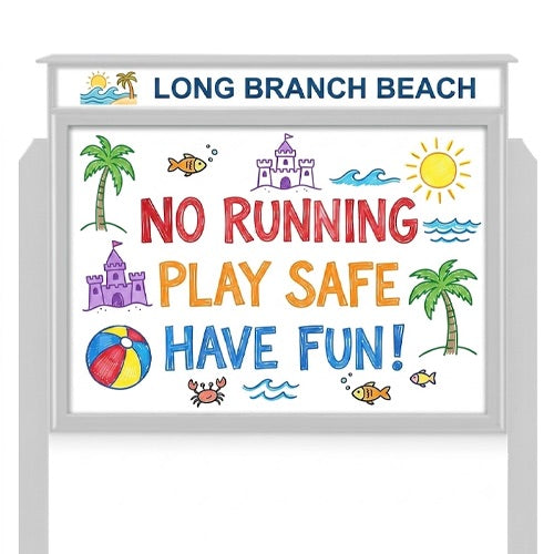 36 x 48 Viewable Area Magnetic White Dry Erase Board Outdoor Message Center with Posts + Personalized Header
