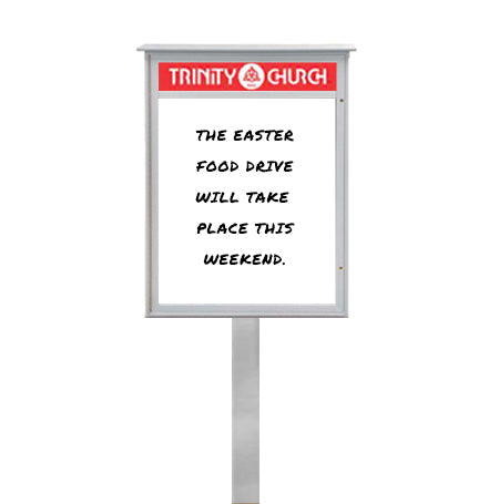 8 1/2" x 11" Standing Outdoor Message Center - Magnetic White Dry Erase Board