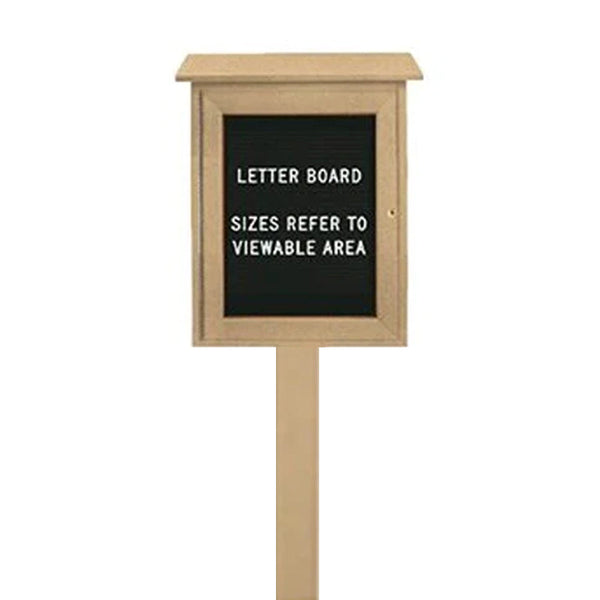 Free Standing 8.5x11 Single Door (Single Post) Outdoor Letter Board Message Center with Posts - Left Hinged