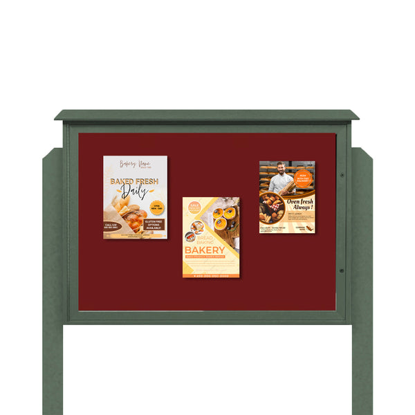 Outdoor XL Message Center Bulletin Board 40"x60" on Posts | TOP Hinged Single Door Information Board, Built with Eco-Friendly Faux Wood