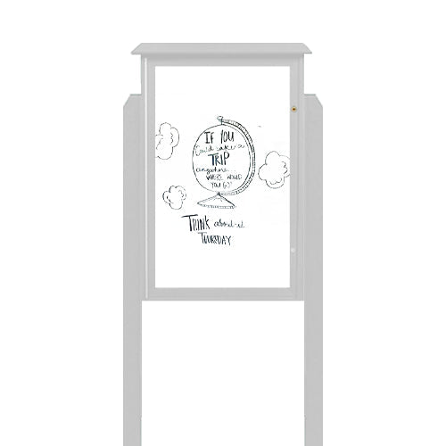 18" x 24" Outdoor Message Center - Magnetic White Dry Erase Board with Posts