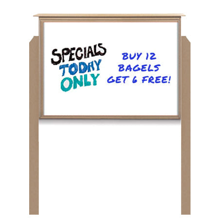 30" x 40" Outdoor Message Center - Magnetic White Dry Erase Board with Posts