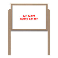 42" x 42" Outdoor Message Center - Magnetic White Dry Erase Board with Posts