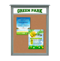 18x24 Outdoor Cork Board Message Center with Header - LEFT Hinged (Image Not to Scale)