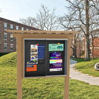 52" x 40" Outdoor Classroom Cabinet Magnetic Black Dry Erase Board | Shown in Sand Finish