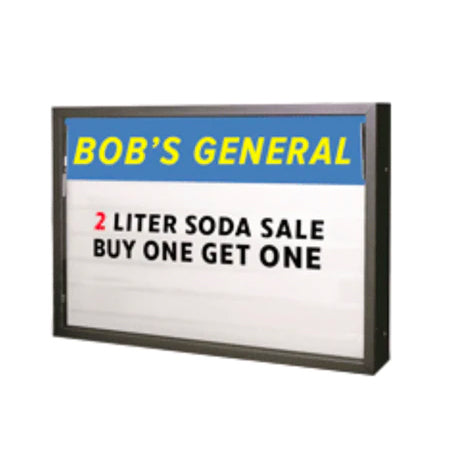 Heavy Duty 2-SIDED Enclosed Reader Board with Personalized Header 84" by 60", with Optional Backlit LED Lighting