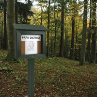 OUTDOOR MINI MESSAGE CENTER with SINGLE POST CONFIGURATION (SHOW IN WOODLAND GREEN)