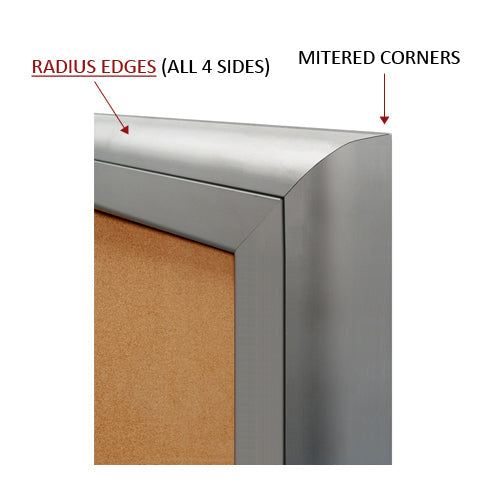 3-DOOR ILLUMINATED CORKBOARD 84" x 48" RADIUS EDGES WITH MITERED CORNERS (SHOWN IN SILVER)