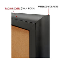 3-DOOR ILLUMINATED CORKBOARD 96" x 36" RADIUS EDGES WITH MITERED CORNERS (SHOWN IN BLACK)