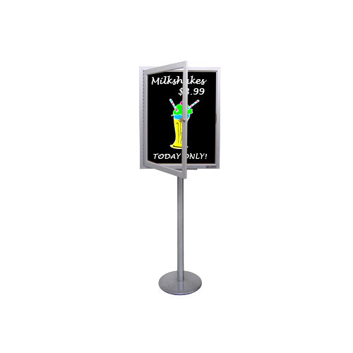 Outdoor Enclosed Dry Erase Swing Stand with Gloss Black Board