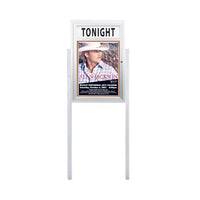 Outdoor Enclosed Poster Display Case Stands + Message Header + Two Leg Posts (SwingCase Single Door)