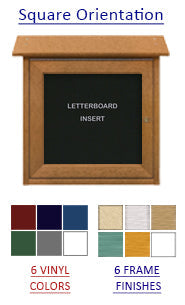 24" x 24" Outdoor Message Center Letter Board | LEFT Hinged - Single Door Information Board