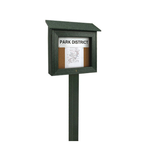 Outdoor Message Center with Post 18x18 (Shown in Woodland Green)