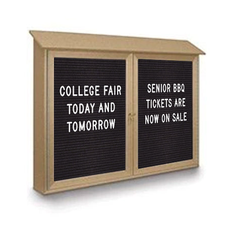 Two Door 48x36 Weatherproof Enclosed Outdoor Message Center Letter Boards Wall Mount