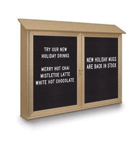 Two Door 48x48 Weatherproof Enclosed Outdoor Message Center Letter Boards Wall Mount