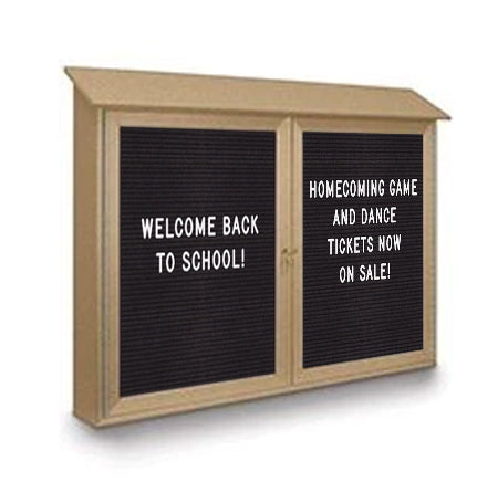 Two Door 50x40 Weatherproof Enclosed Outdoor Message Center Letter Boards Wall Mount