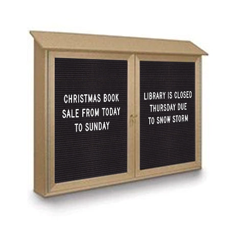 Two Door 60x24 Weatherproof Enclosed Outdoor Message Center Letter Boards Wall Mount