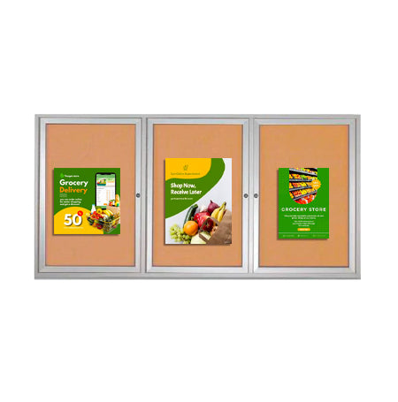 SwingCase 96 x 24 Outdoor Enclosed Bulletin Boards 3 DOOR