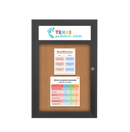 Outdoor Enclosed Bulletin Boards with Header 19 x 24 (Single Door)