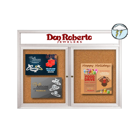 Enclosed Outdoor Bulletin Boards 42" x 32" with Message Header (2 DOORS)