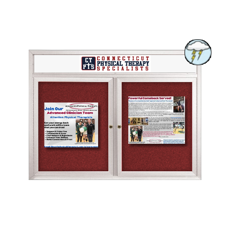 Enclosed Outdoor Bulletin Boards 60" x 36" with Message Header (2 DOOR)