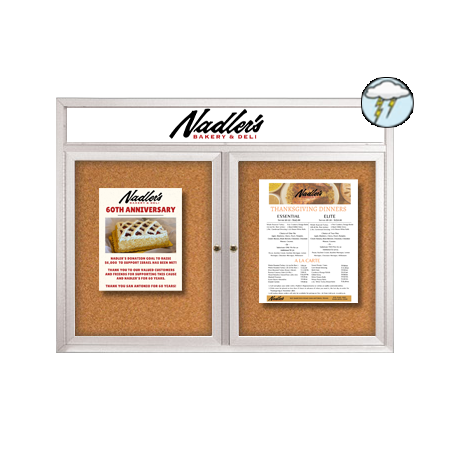 Enclosed Outdoor Bulletin Boards 60" x 40" with Message Header (2 DOOR)