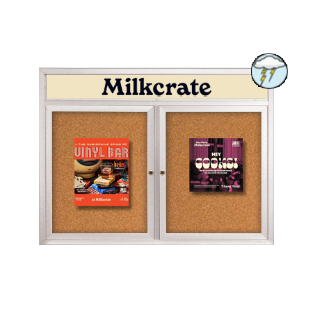 Enclosed Outdoor Bulletin Boards 84" x 36" with Message Header (2 DOOR)