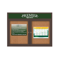 72 x 36 Enclosed Outdoor Bulletin Boards with Header & Lights 2 DOOR