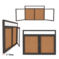 40 x 40 Enclosed Outdoor Bulletin Boards with Header & Lights 2 DOOR