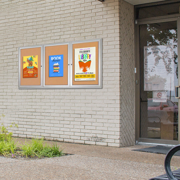 72 x 36 Enclosed Outdoor Bulletin Boards with Lights (3 DOORS)