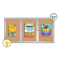 72 x 36 Enclosed Outdoor Bulletin Boards with Lights (3 DOORS)