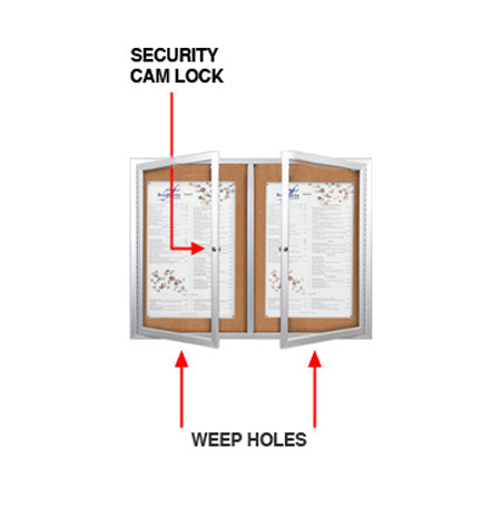 96 x 30 Enclosed Outdoor Bulletin Boards with Lights (2 DOORS)