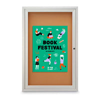 13x19 Outdoor LED Lighted Enclosed Cork Bulletin Board | Wall Mount Metal Display Case + Lockable Door