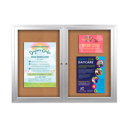 60x24 Enclosed Outdoor Bulletin Boards with Radius Edge (2 DOORS)