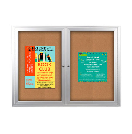 60x48 Enclosed Outdoor Bulletin Boards with Radius Edge (2 DOORS)