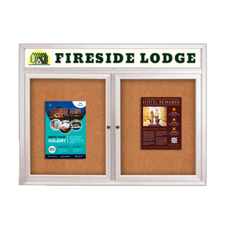 Enclosed Outdoor Bulletin Boards 40 x 50 with Message Header and Radius Edge (2 DOORS)