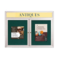 Enclosed Outdoor Bulletin Boards 72 x 36 with Message Header and Radius Edge (2 DOORS)