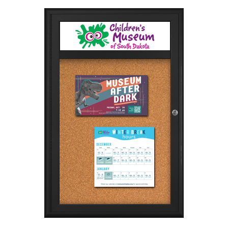 36 x 48 Outdoor Enclosed Bulletin Boards with Header and Lights (Radius Edge)