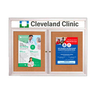 Enclosed Outdoor Bulletin Boards 60 x 60 with Header & Lights (Radius Edge) (2 DOORS)