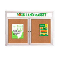 Enclosed Outdoor Bulletin Boards 72 x 36 with Header & Lights (Radius Edge) (2 DOORS)