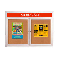 Enclosed Outdoor Bulletin Boards 84 x 24 with Header & Lights (Radius Edge) (2 DOORS)