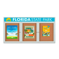 Enclosed Outdoor Bulletin Boards 84 x 30 with Header & Lights (Radius Edge) (3 DOORS)