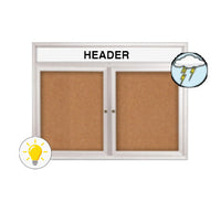 Enclosed Outdoor Bulletin Boards 84 x 48 with Header & Lights (Radius Edge) (2 DOORS)