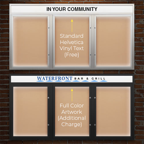 Personalized Header Printing Available: Choose either a FREE Black Helvetica Vinyl Type, or upload your own custom Full-Color Artwork at additional cost.