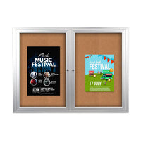 Enclosed Outdoor Bulletin Boards 50 x 50 with Interior Lighting and Radius Edge (2 DOORS)