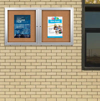 Enclosed Outdoor Bulletin Boards 84 x 36 with Interior Lighting and Radius Edge (2 DOORS)