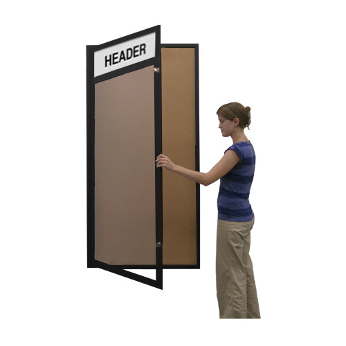 Extra Large Outdoor Enclosed Bulletin Board Swing Cases with Header and Light 48x48 (Single Door)