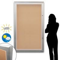 Extreme WeatherPlus XL Radius Edge Bulletin Board Display with LED Lights | Shown in Portrait orientation