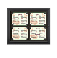 Outdoor Enclosed Magnetic Restaurant Menu Display Case | 14" x 11" Landscape | Holds Four Landscape Menus 2 TOP 2 BOTTOM